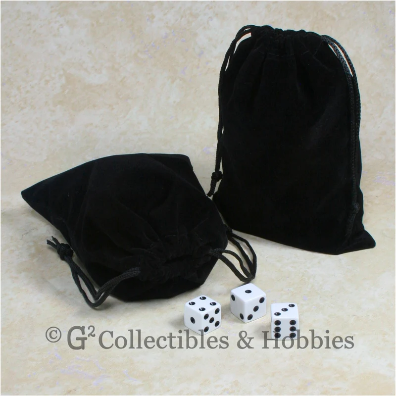Dice Bag: Large Black Velveteen - 2pc Set