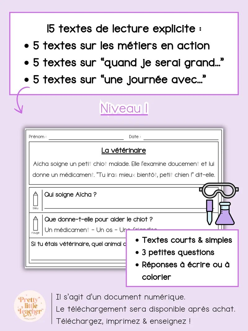 Lecture niveau 1 sur les métiers