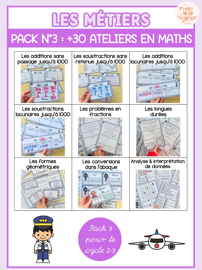Pack 3 Mathématiques sur les métiers