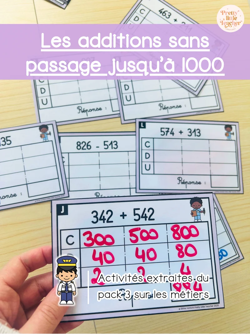Les additions jusqu'à 1000 sans passage (3x)
