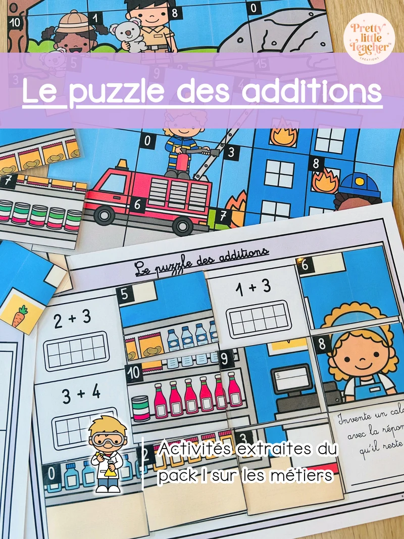 Le puzzle des additions jusqu'à 10 (5x)