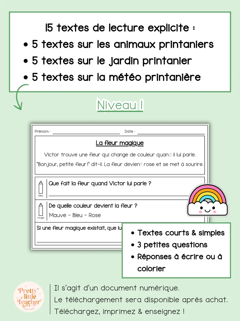 Lecture niveau 1 sur le printemps