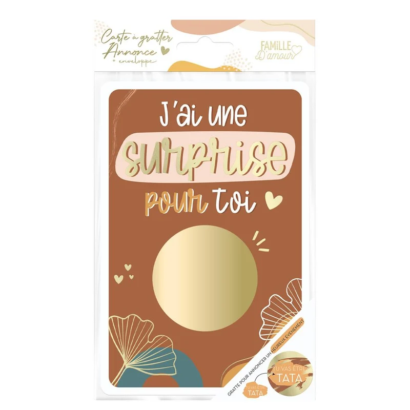 Carte à gratter annonce : "Tu vas être Tata"