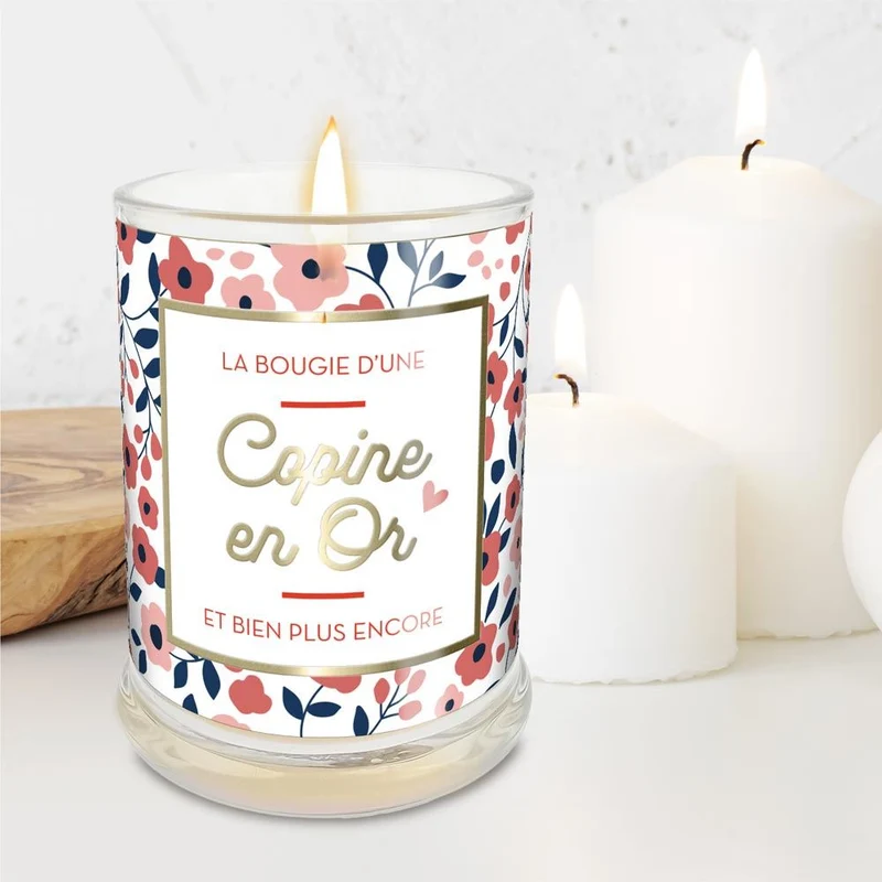 Bougie en verre "Copine en Or" au jasmin