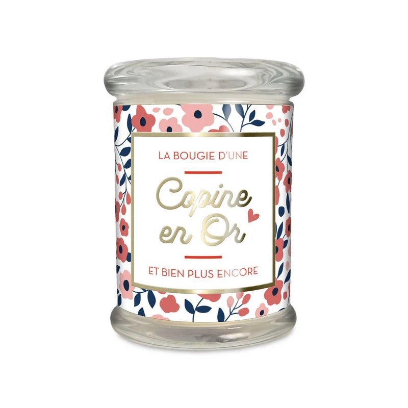 Bougie en verre "Copine en Or" au jasmin