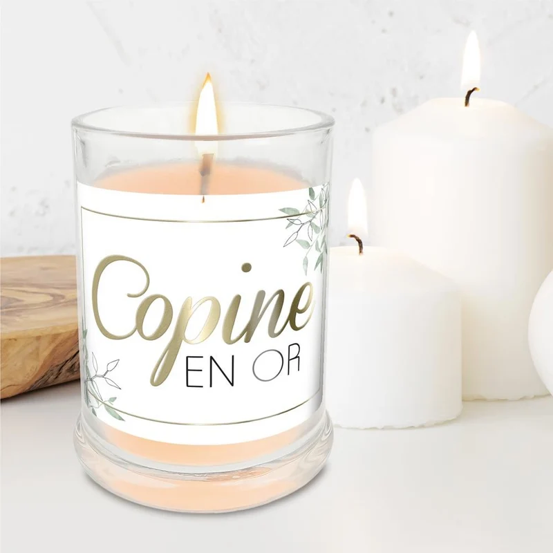Bougie en verre "Copine en Or" au jasmin