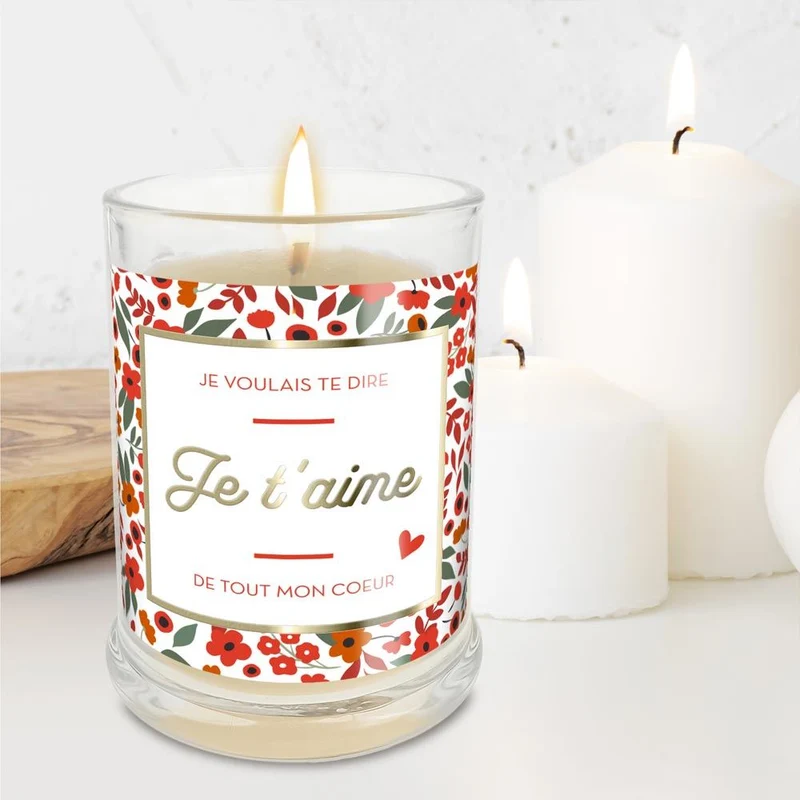 Bougie "Je voulais te dire je t’aime de tout mon cœur" parfumée fleur de coton