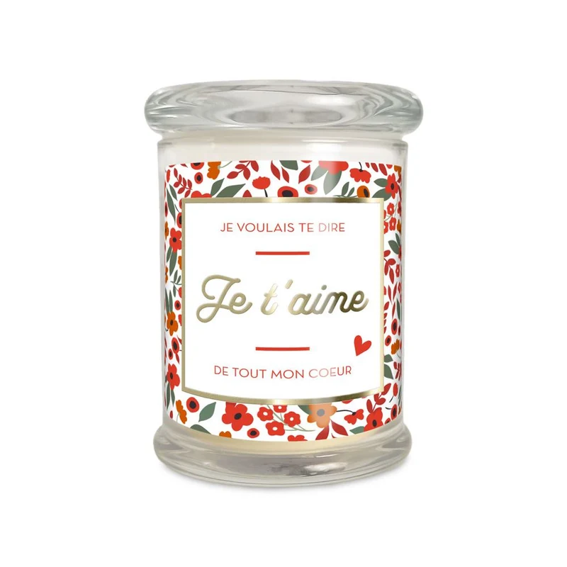 Bougie "Je voulais te dire je t’aime de tout mon cœur" parfumée fleur de coton
