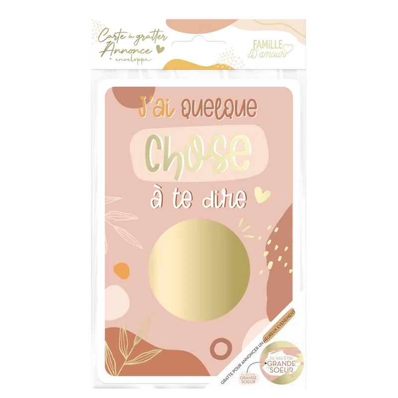 Carte à gratter annonce : "Tu vas être grande soeur"