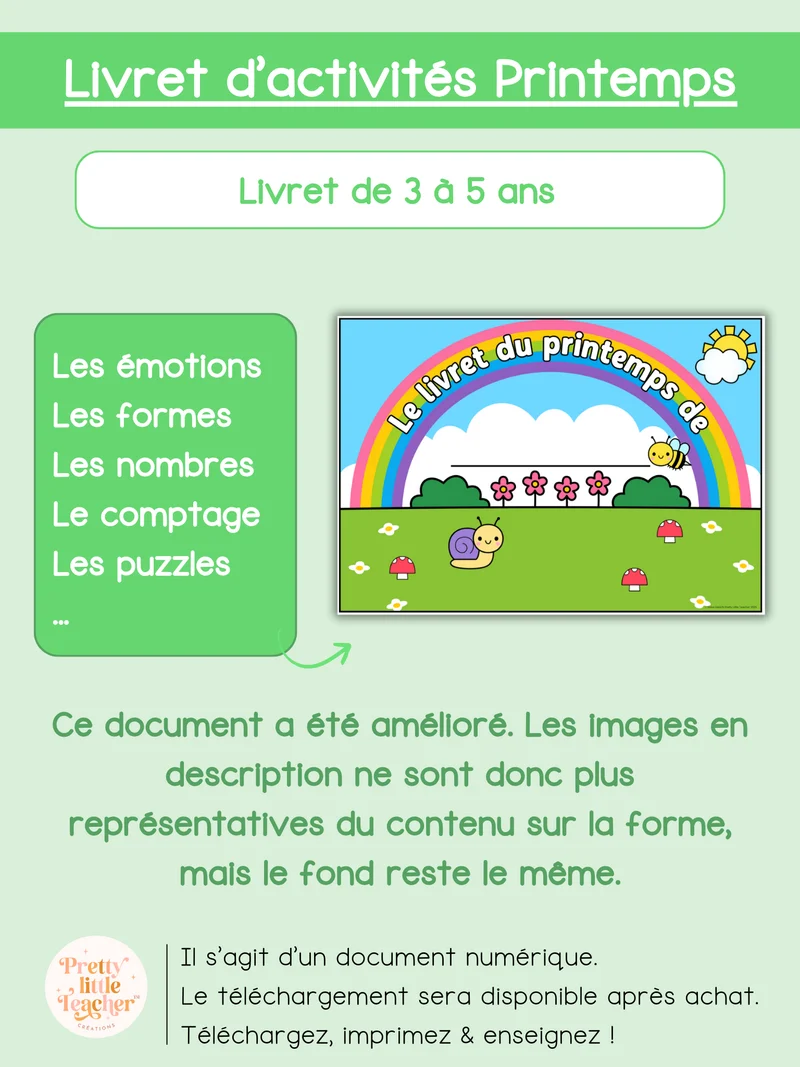 Livret d'activités sur le printemps (3 à 5 ans)