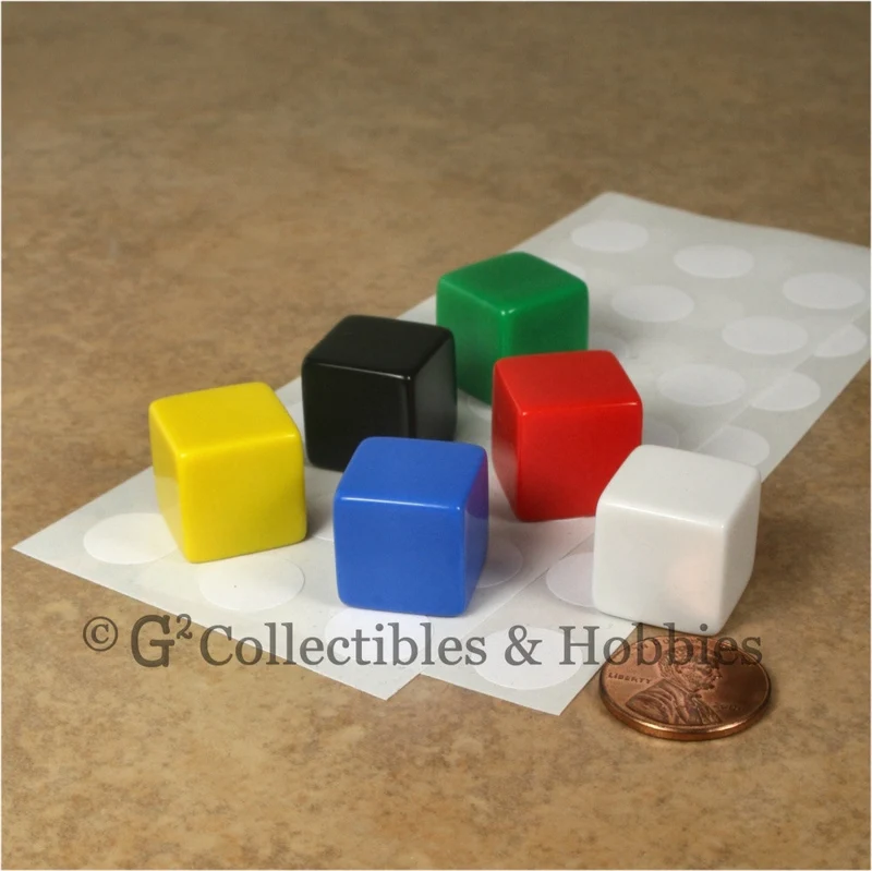 D6 16mm Blank Multicolor 6pc Dice Set