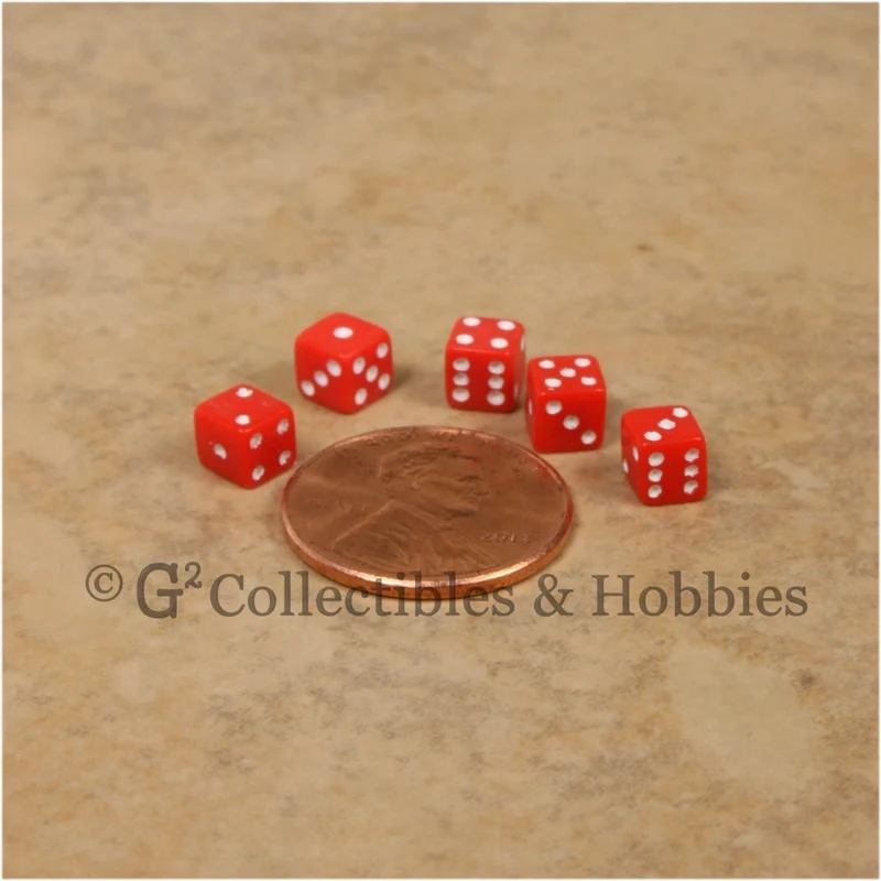 D6 5mm 50pc Squared Edge MINI Dice Set - Opaque Red