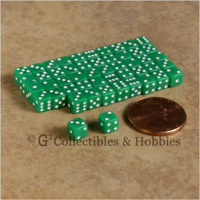 D6 5mm 50pc Squared Edge MINI Dice Set - Opaque Green