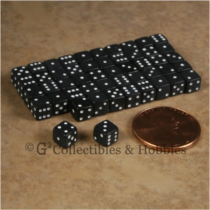 D6 5mm 50pc Squared Edge MINI Dice Set - Opaque Black