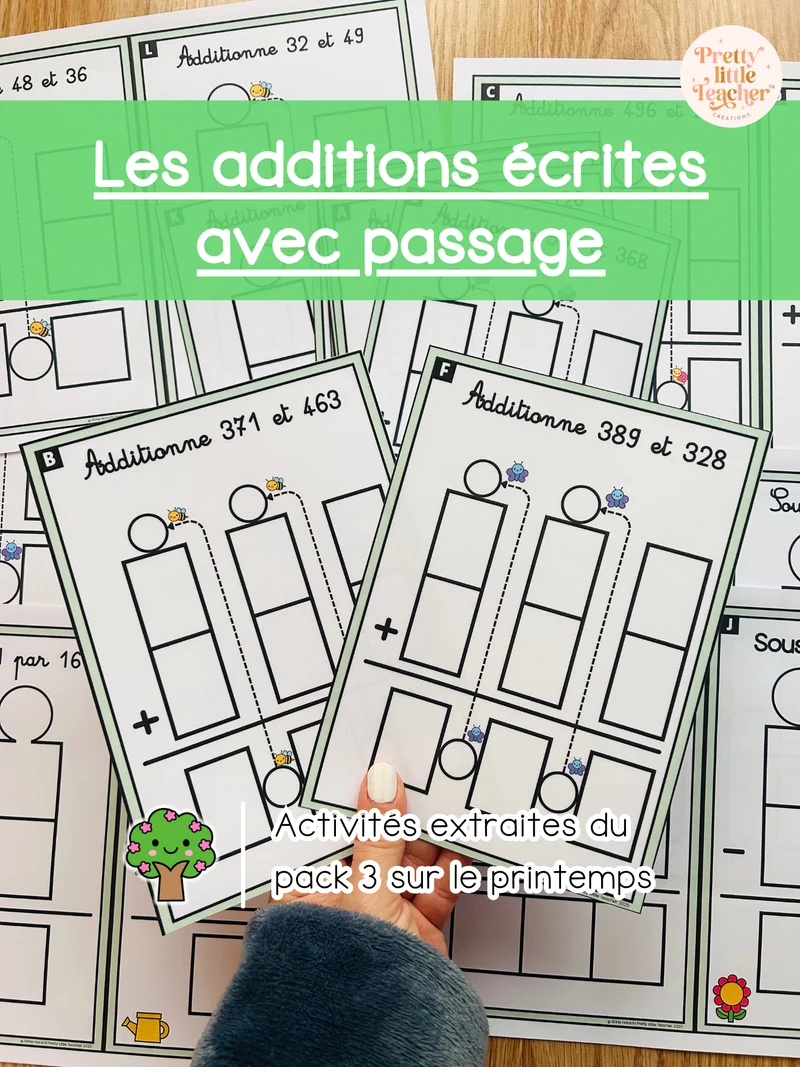 Les additions écrites avec passage jusqu’à 1000 CDU + CDU (3x)
