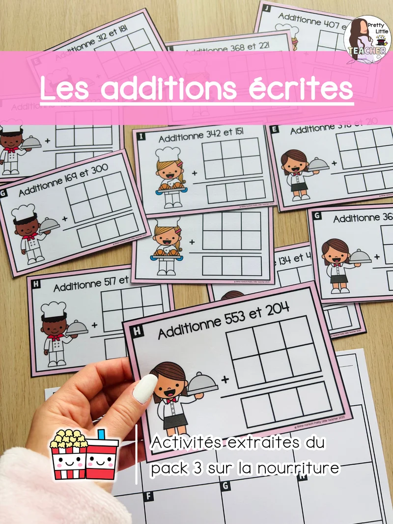 Les additions écrites sans passage jusqu'à 1000 (3x)