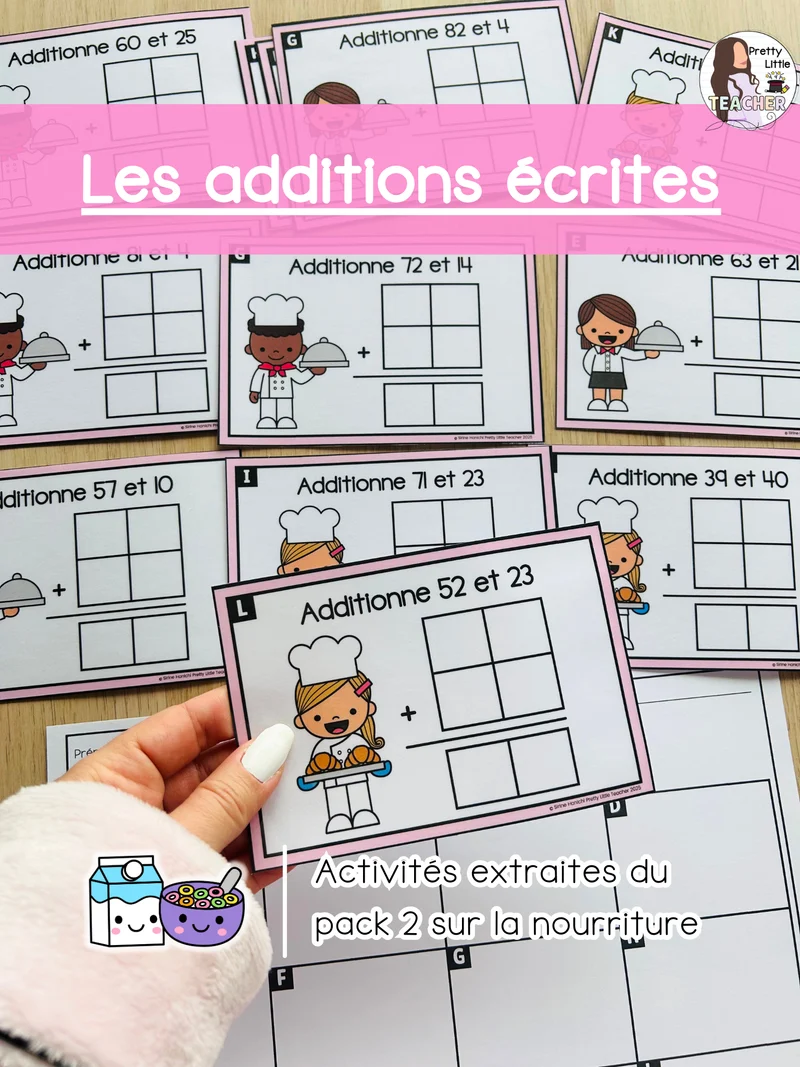 Les additions écrites sans passage jusqu'à 100 (3x)
