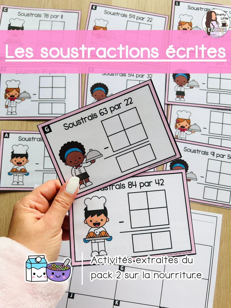 Les soustractions écrites sans retenue jusqu'à 100 (3x)