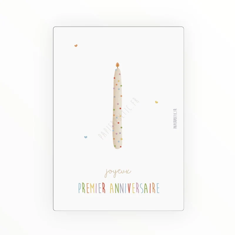 Carte | Premier anniversaire coloré