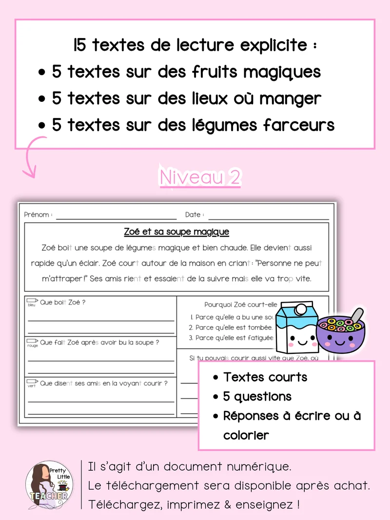 Lecture niveau 2 sur la nourriture