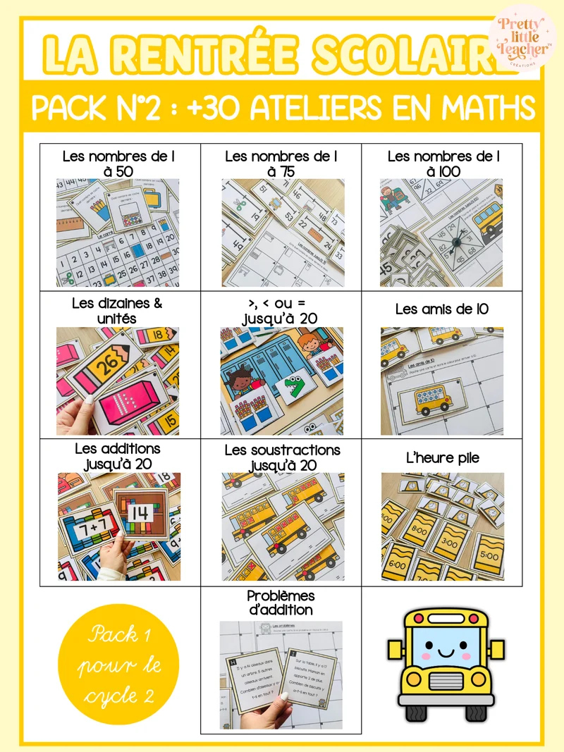 Pack 2 Mathématiques sur la rentrée scolaire