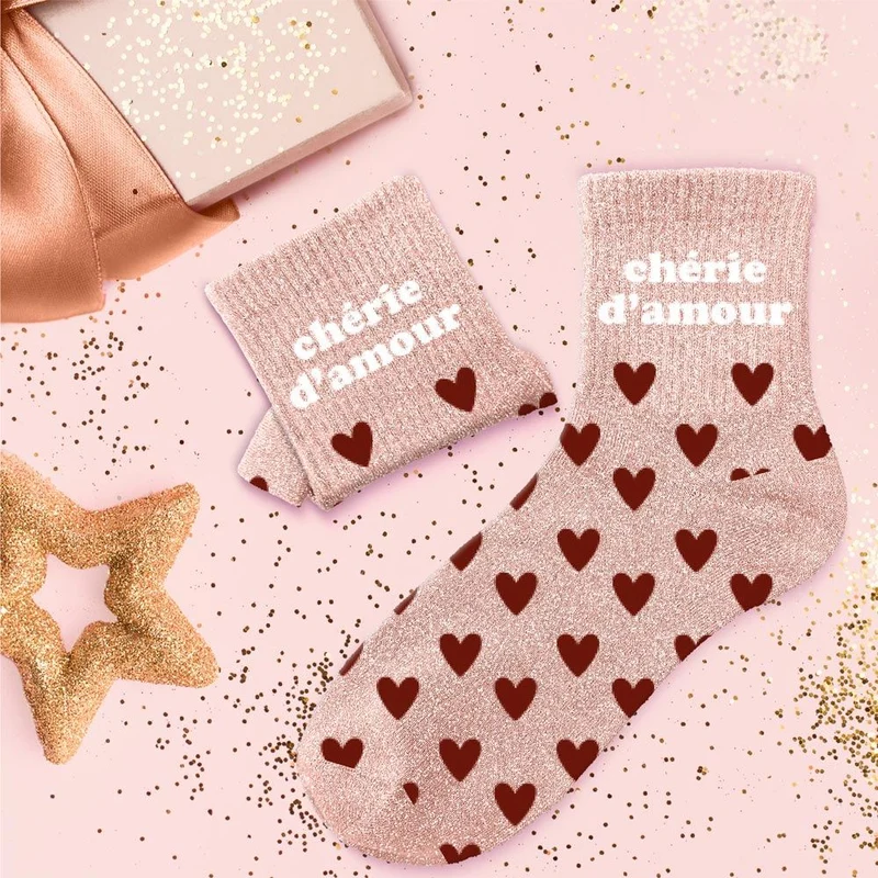 Chaussettes à paillettes "Chérie d’Amour"/ Taille unique : 36-42
