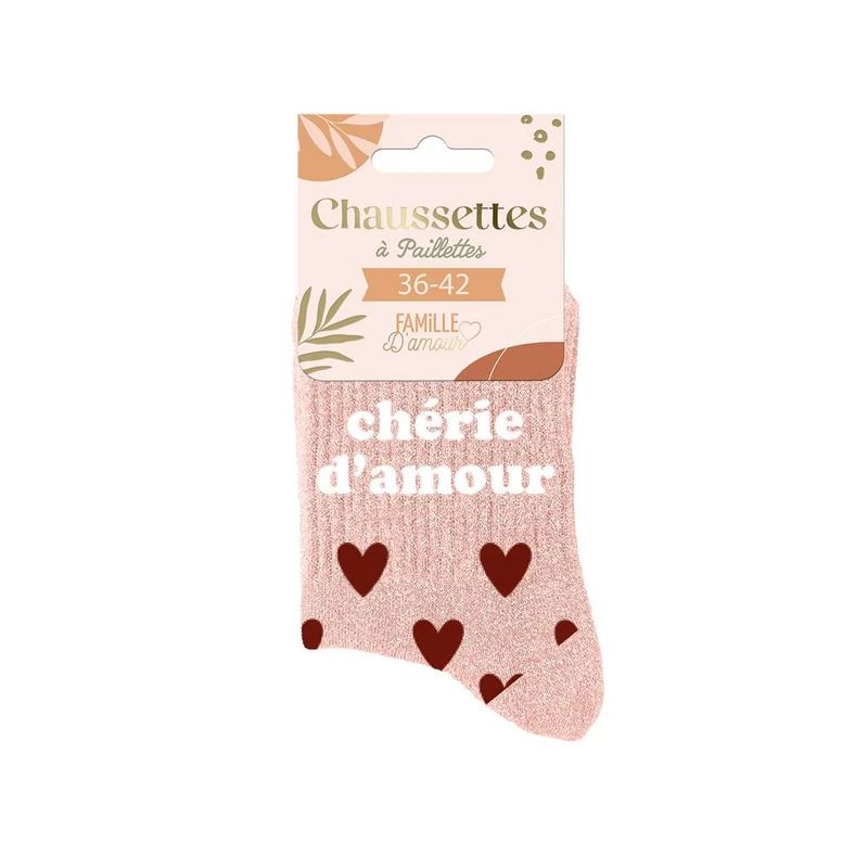 Chaussettes à paillettes "Chérie d’Amour"/ Taille unique : 36-42