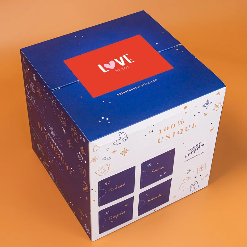 Calendrier de l'avent cube - design "Love de toi"
