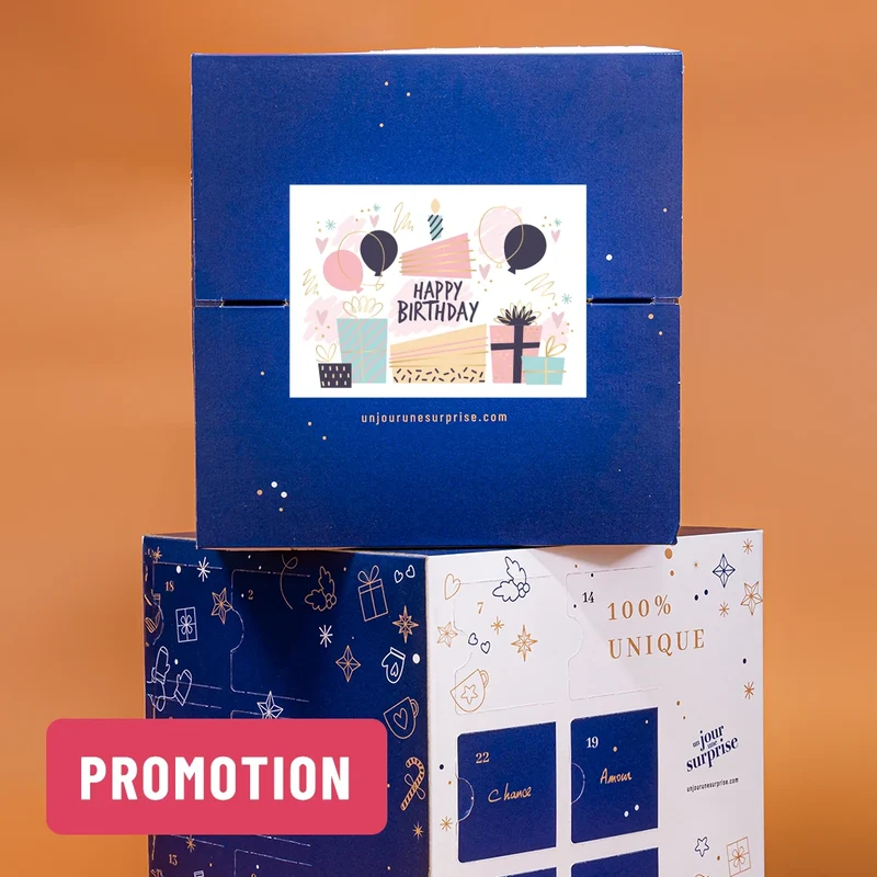 Calendrier de l'avent cube - design "Joyeux Anniversaire"