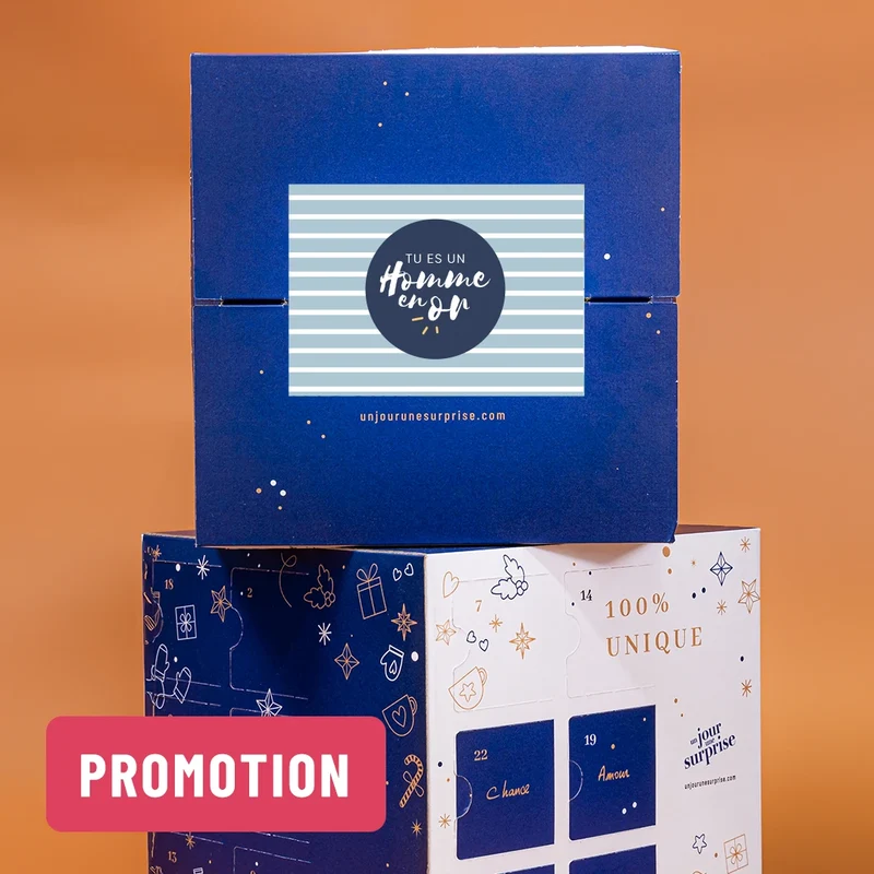 Calendrier de l'Avent cube - design "Tu es un homme en or"