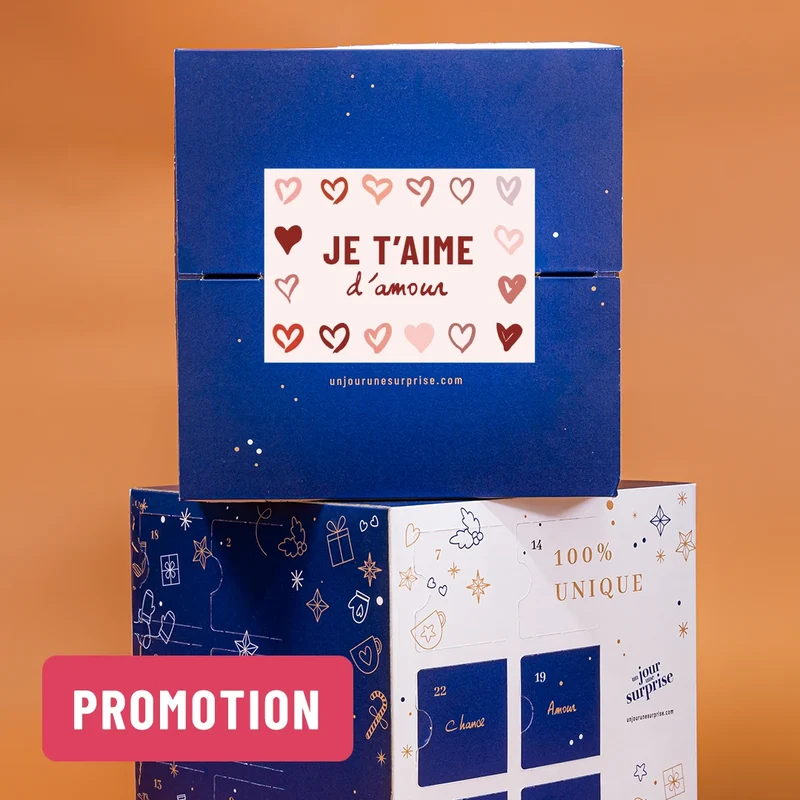 Calendrier de l'avent cube - design "Je t'aime d'amour"