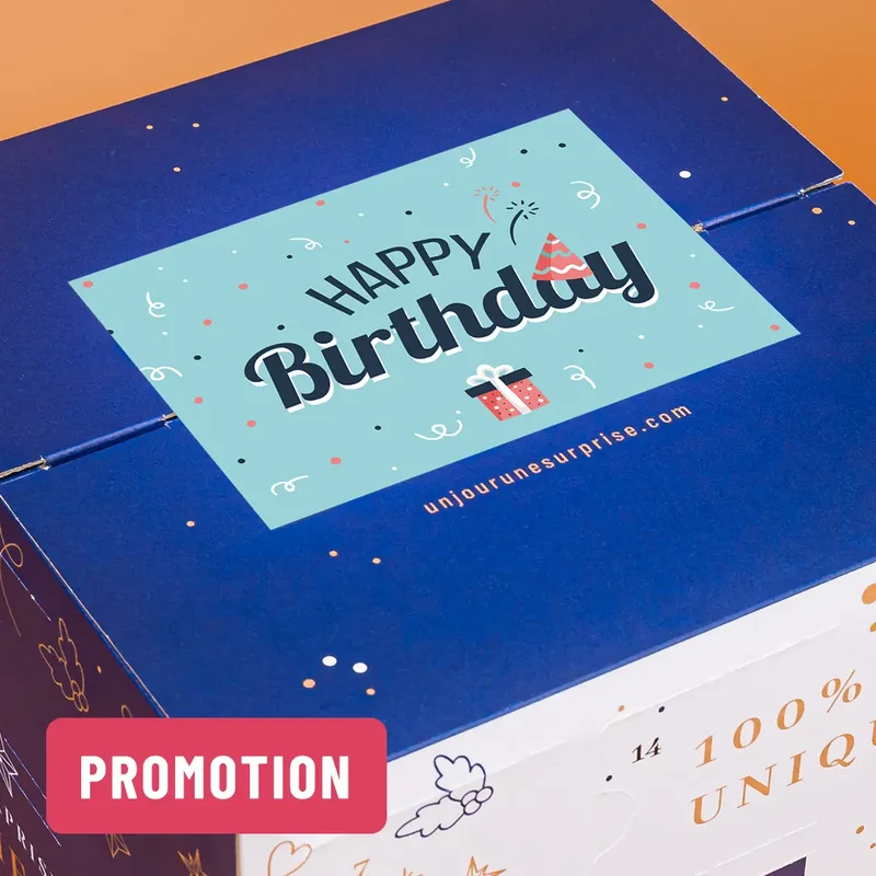 Calendrier de l'avent cube - design "Happy Birthday"