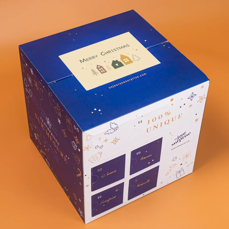 Calendrier de l'avent cube - design "Merry Christmas"