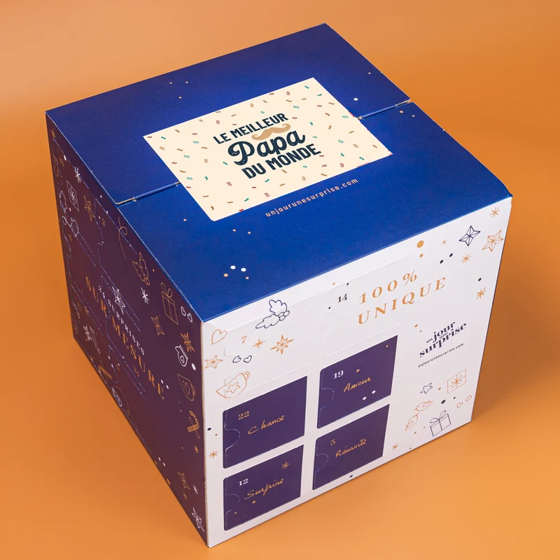 Calendrier de l'avent cube - design "Le meilleur papa du monde"