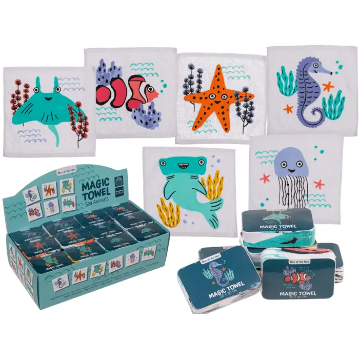 Serviette magique en coton – Animaux marins