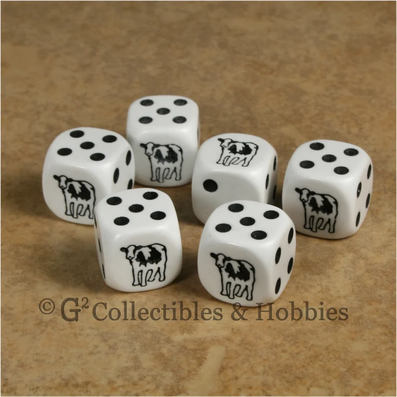 Cow 6pc Dice Set - Black