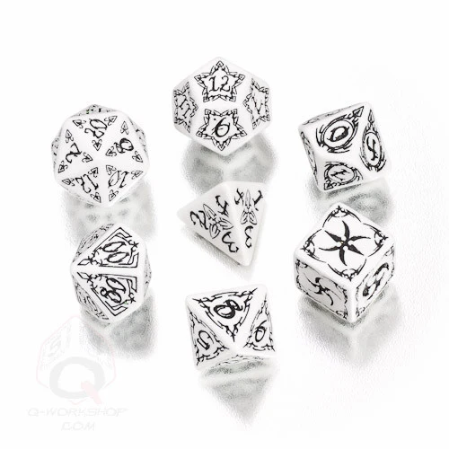 RPG Dice Set Tribal White with Black 7pc