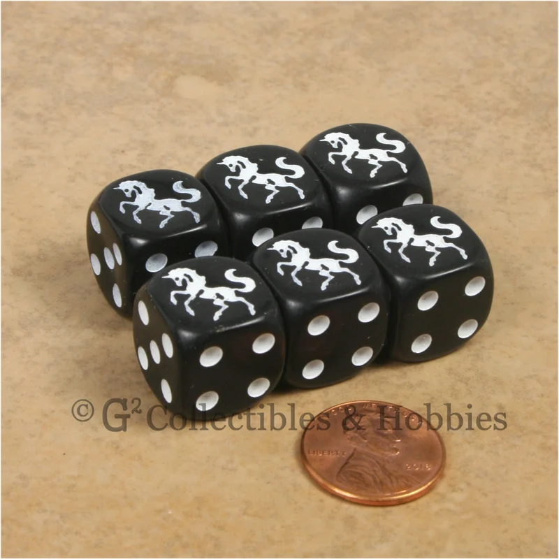 Unicorn 6pc Dice Set - Black
