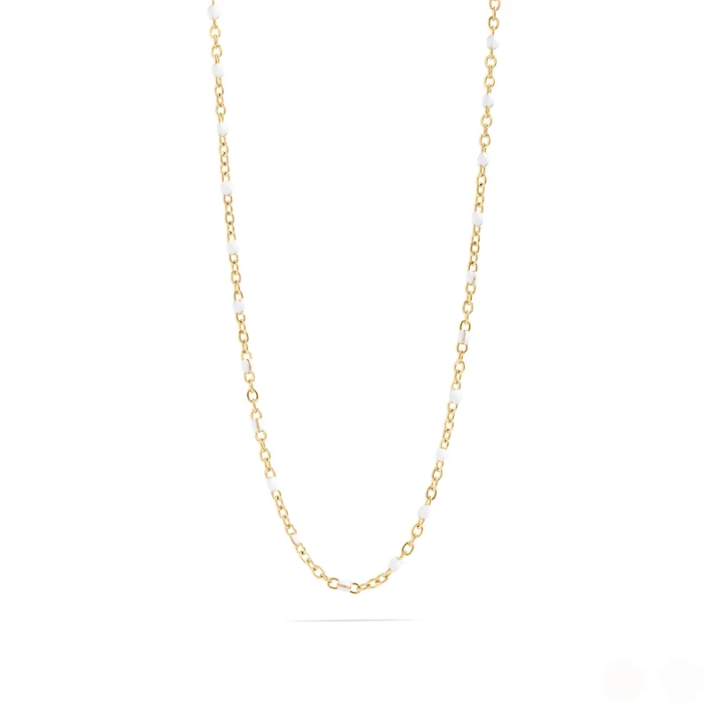 Collier chaîne en acier inoxydable PVD or 18K à confettis blancs