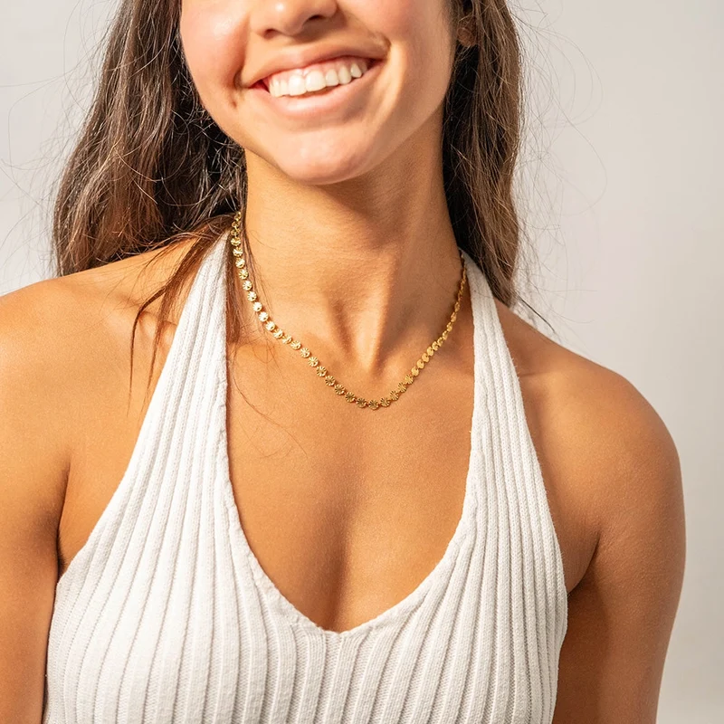 Collier soleil en acier inoxydable PVD Or 18K