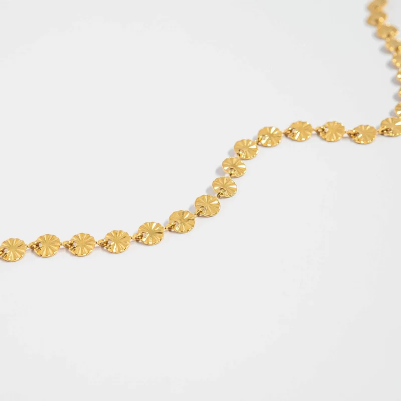 Collier soleil en acier inoxydable PVD Or 18K