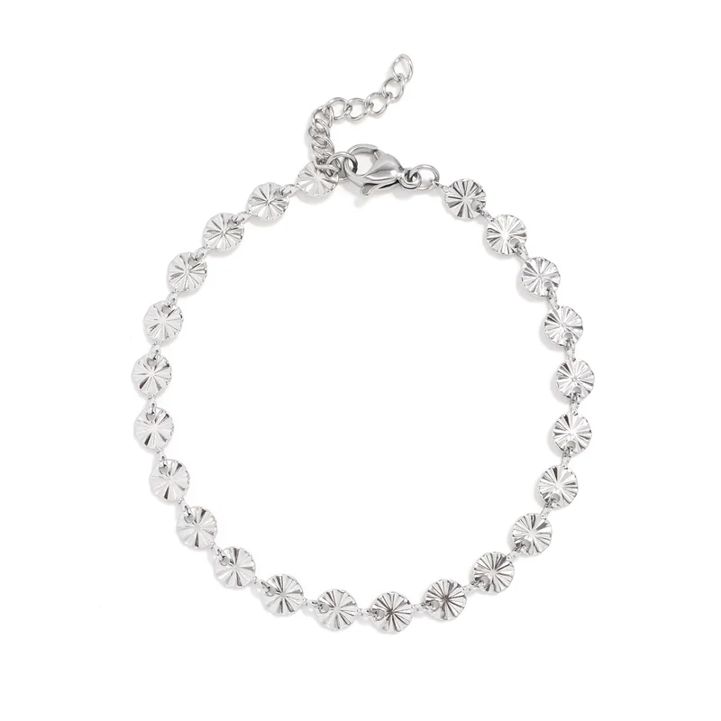 Bracelet en acier inoxydable PVD or 18K à motif soleil