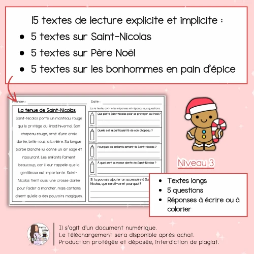 Lecture niveau 3 sur les fêtes de fin d'année