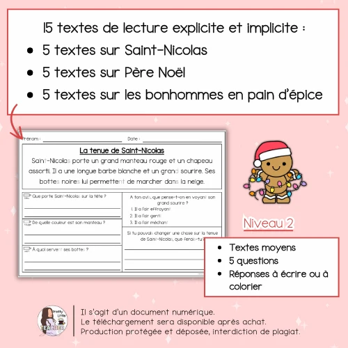 Lecture niveau 2 sur les fêtes de fin d'année