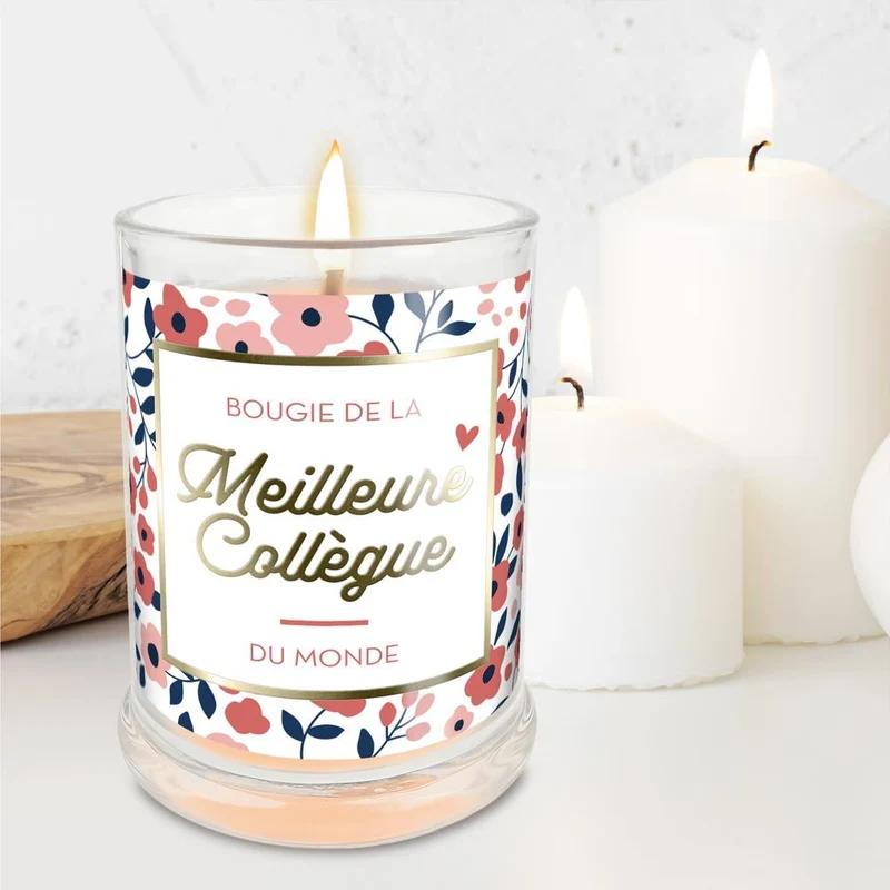 Bougie en verre "Meilleure collègue" au Jasmin