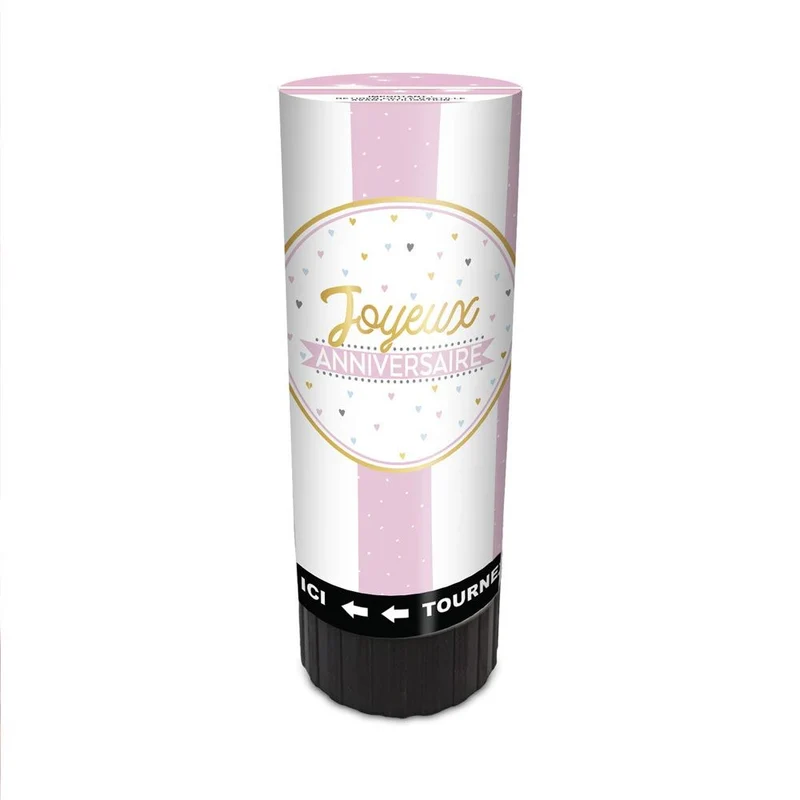 Mini canons à confettis rose - Joyeux anniversaire