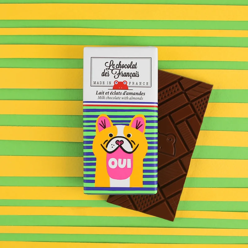 Mini tablette chocolat lait & éclats d'amandes - Le Chocolat des Français