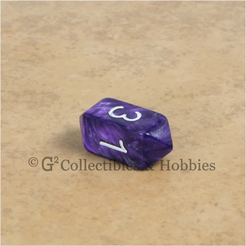 D4 Crystal Pearl Purple Die with White Numbers