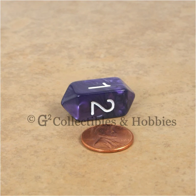 D4 Crystal Pearl Purple Die with White Numbers