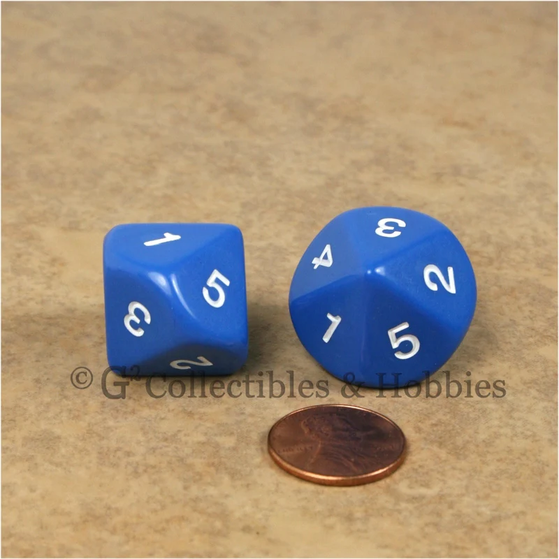 10 Sided D5 1 to 5 Twice Large 20mm Dice Pair - Blue